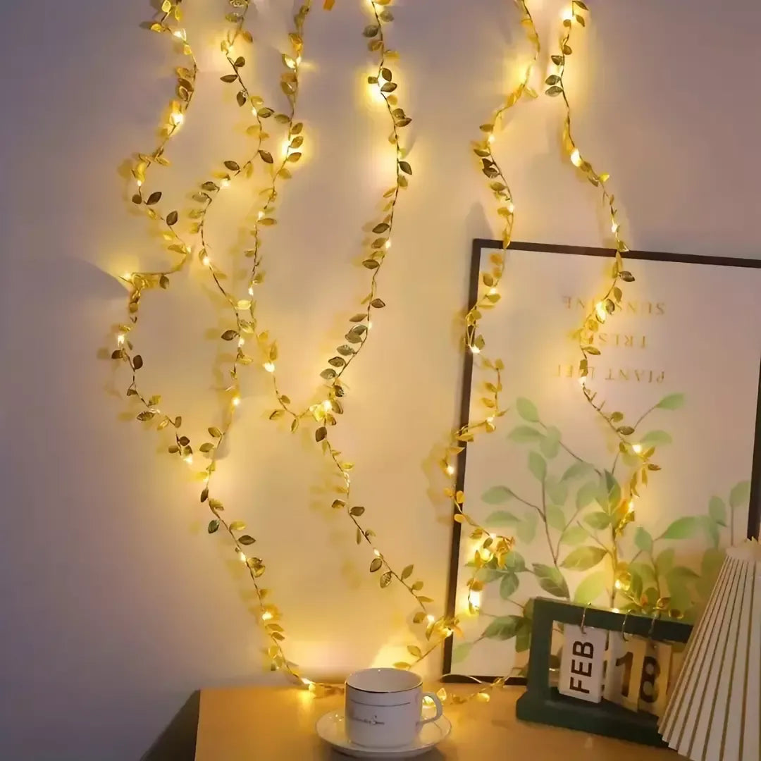 Planta Artificial Folhas de Ouro com Luz de Led para Decoração Bigstock