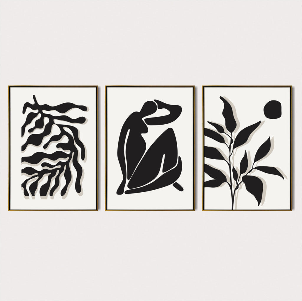 Composição de 3 quadros, matisse black