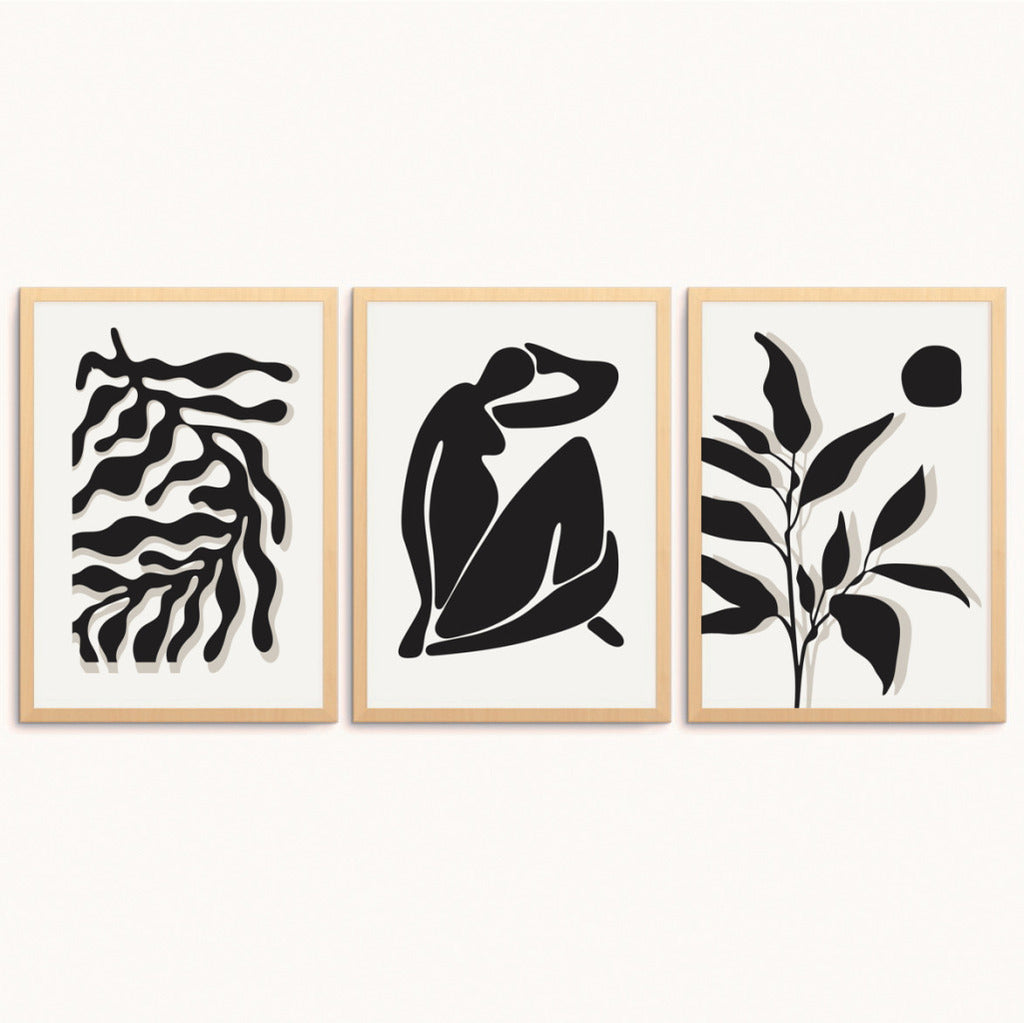 Composição de 3 quadros, matisse black