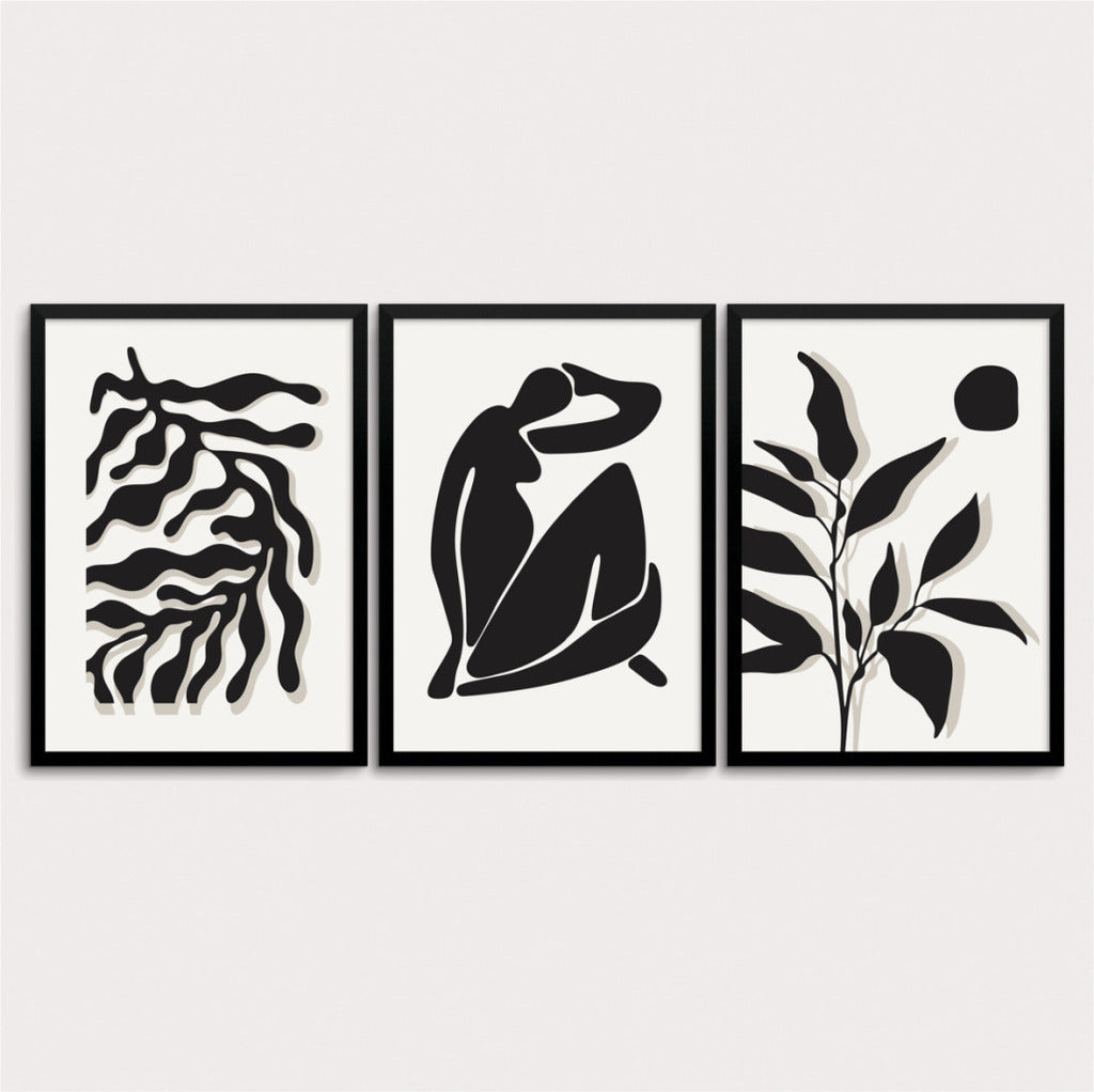 Composição de 3 quadros, matisse black