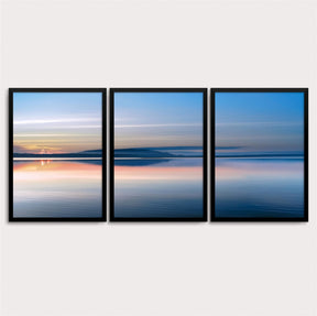 Composição de 3 quadros, por do sol